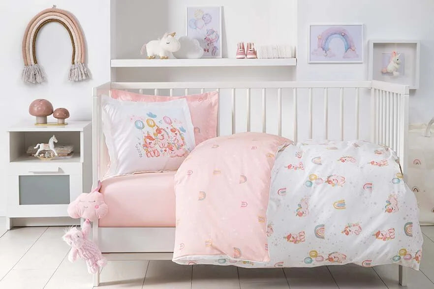 Baby Bedding Set Unicorn, for Crib, 100% Organic Cotton, 100x150 cm